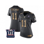 Women's Nike New England Patriots #11 Julian Edelman Limited Black Gold Salute to Service Super Bowl LI Champions NFL Jersey