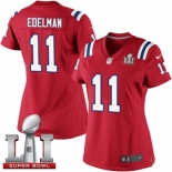 Women's Nike New England Patriots #11 Julian Edelman Limited Red Alternate Super Bowl LI 51 NFL Jersey