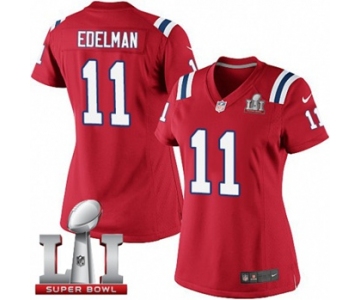 Women's Nike New England Patriots #11 Julian Edelman Limited Red Alternate Super Bowl LI 51 NFL Jersey