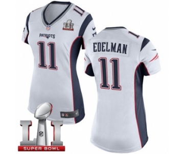 Women's Nike New England Patriots #11 Julian Edelman Limited White Super Bowl LI 51 NFL Jersey