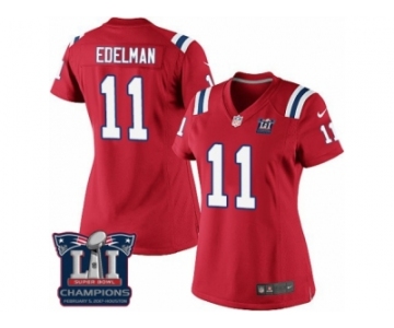 Women's Nike New England Patriots #11 Julian Edelman Red Alternate Super Bowl LI Champions NFL Jersey