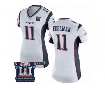 Women's Nike New England Patriots #11 Julian Edelman White Super Bowl LI Champions NFL Jersey