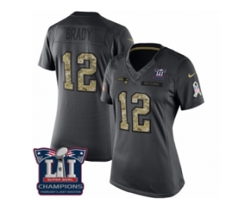 Women's Nike New England Patriots #12 Tom Brady Limited Black 2016 Salute to Service Super Bowl LI Champions NFL Jersey