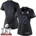 Women's Nike New England Patriots #12 Tom Brady Limited Black Impact Super Bowl LI 51 NFL Jersey