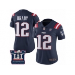 Women's Nike New England Patriots #12 Tom Brady Limited Navy Blue Rush Super Bowl LI Champions NFL Jersey