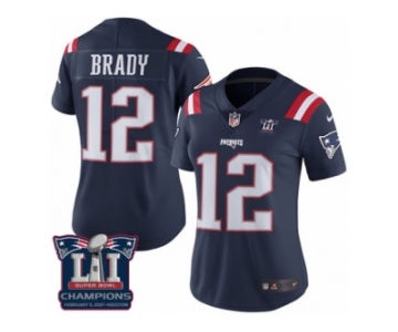 Women's Nike New England Patriots #12 Tom Brady Limited Navy Blue Rush Super Bowl LI Champions NFL Jersey