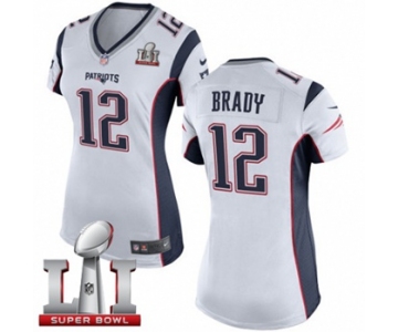 Women's Nike New England Patriots #12 Tom Brady Limited White Super Bowl LI 51 NFL Jersey