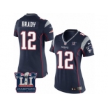 Women's Nike New England Patriots #12 Tom Brady Navy Blue Team Color Super Bowl LI Champions NFL Jersey