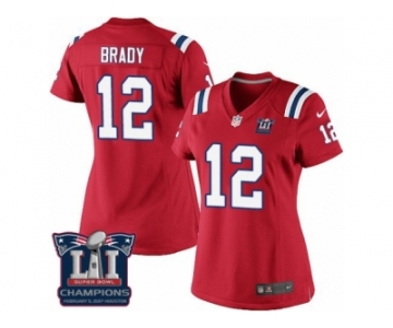 Women's Nike New England Patriots #12 Tom Brady Red Alternate Super Bowl LI Champions NFL Jersey