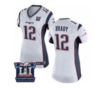 Women's Nike New England Patriots #12 Tom Brady White Super Bowl LI Champions NFL Jersey