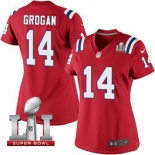 Women's Nike New England Patriots #14 Steve Grogan Elite Red Alternate Super Bowl LI 51 NFL Jersey