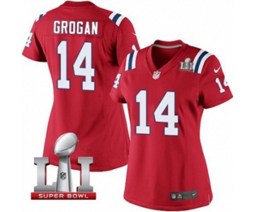 Women's Nike New England Patriots #14 Steve Grogan Elite Red Alternate Super Bowl LI 51 NFL Jersey