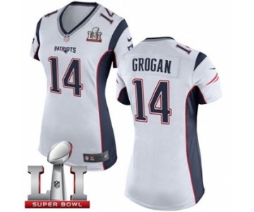 Women's Nike New England Patriots #14 Steve Grogan Elite White Super Bowl LI 51 NFL Jersey