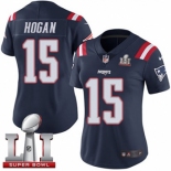 Women's Nike New England Patriots #15 Chris Hogan Limited Navy Blue Rush Super Bowl LI 51 NFL Jersey