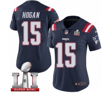 Women's Nike New England Patriots #15 Chris Hogan Limited Navy Blue Rush Super Bowl LI 51 NFL Jersey