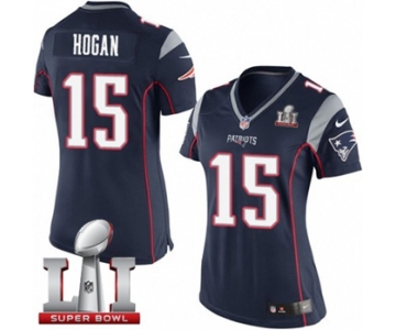 Women's Nike New England Patriots #15 Chris Hogan Limited Navy Blue Team Color Super Bowl LI 51 NFL Jersey