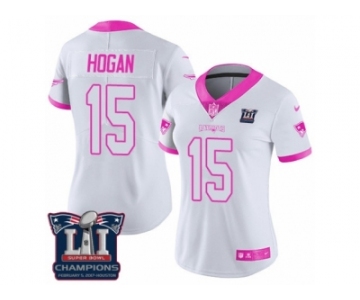 Women's Nike New England Patriots #15 Chris Hogan Limited White Pink Rush Fashion Super Bowl LI Champions NFL Jersey