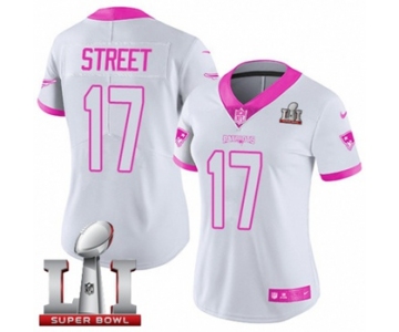 Women's Nike New England Patriots #17 Devin Street Limited White-Pink Rush Fashion Super Bowl LI 51 NFL Jersey