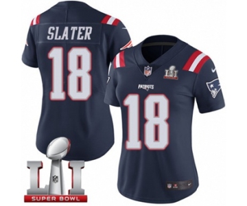 Women's Nike New England Patriots #18 Matthew Slater Limited Navy Blue Rush Super Bowl LI 51 NFL Jersey