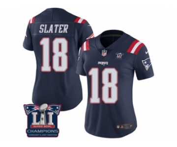 Women's Nike New England Patriots #18 Matthew Slater Limited Navy Blue Rush Super Bowl LI Champions NFL Jersey