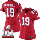 Women's Nike New England Patriots #19 Malcolm Mitchell Elite Red Alternate Super Bowl LI 51 NFL Jersey