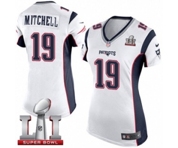 Women's Nike New England Patriots #19 Malcolm Mitchell Elite White Super Bowl LI 51 NFL Jersey