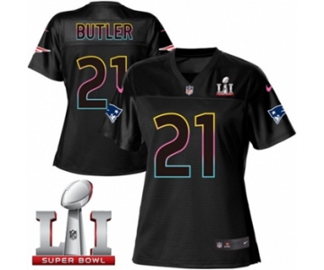 Women's Nike New England Patriots #21 Malcolm Butler Game Black Fashion Super Bowl LI 51 NFL Jersey