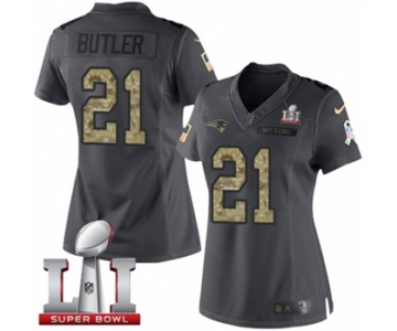 Women's Nike New England Patriots #21 Malcolm Butler Limited Black 2016 Salute to Service Super Bowl LI 51 NFL Jersey