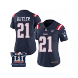 Women's Nike New England Patriots #21 Malcolm Butler Limited Navy Blue Rush Super Bowl LI Champions NFL Jersey