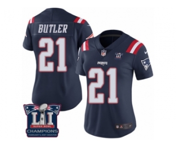 Women's Nike New England Patriots #21 Malcolm Butler Limited Navy Blue Rush Super Bowl LI Champions NFL Jersey