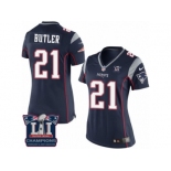 Women's Nike New England Patriots #21 Malcolm Butler Navy Blue Team Color Super Bowl LI Champions NFL Jersey