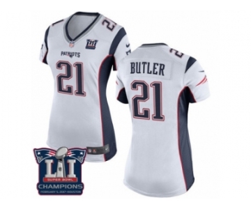 Women's Nike New England Patriots #21 Malcolm Butler White Super Bowl LI Champions NFL Jersey