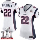 Women's Nike New England Patriots #22 Justin Coleman Elite White Super Bowl LI 51 NFL Jersey