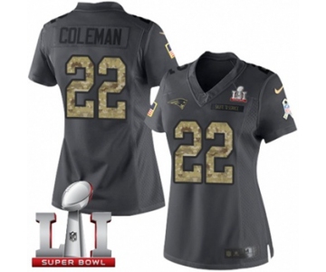 Women's Nike New England Patriots #22 Justin Coleman Limited Black 2016 Salute to Service Super Bowl LI 51 NFL Jersey