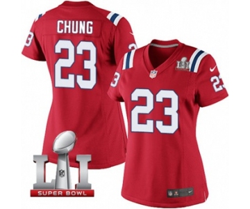 Women's Nike New England Patriots #23 Patrick Chung Elite Red Alternate Super Bowl LI 51 NFL Jersey