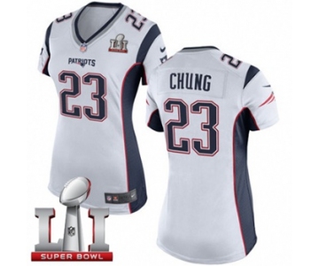 Women's Nike New England Patriots #23 Patrick Chung Elite White Super Bowl LI 51 NFL Jersey