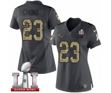 Women's Nike New England Patriots #23 Patrick Chung Limited Black 2016 Salute to Service Super Bowl LI 51 NFL Jersey