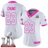 Women's Nike New England Patriots #23 Patrick Chung Limited White-Pink Rush Fashion Super Bowl LI 51 NFL Jersey