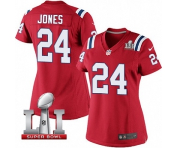 Women's Nike New England Patriots #24 Cyrus Jones Elite Red Alternate Super Bowl LI 51 NFL Jersey