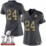 Women's Nike New England Patriots #24 Cyrus Jones Limited Black 2016 Salute to Service Super Bowl LI 51 NFL Jersey