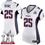 Women's Nike New England Patriots #25 Eric Rowe Elite White Super Bowl LI 51 NFL Jersey