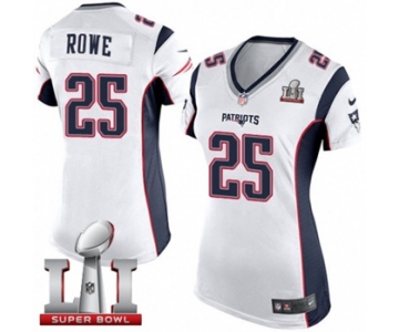 Women's Nike New England Patriots #25 Eric Rowe Elite White Super Bowl LI 51 NFL Jersey