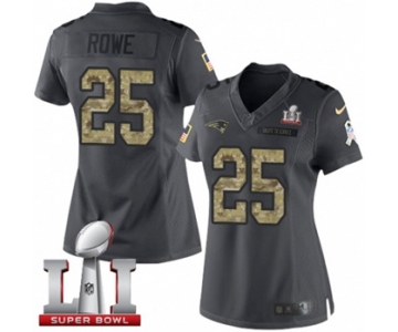 Women's Nike New England Patriots #25 Eric Rowe Limited Black 2016 Salute to Service Super Bowl LI 51 NFL Jersey