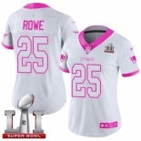 Women's Nike New England Patriots #25 Eric Rowe Limited White-Pink Rush Fashion Super Bowl LI 51 NFL Jersey