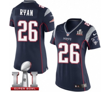 Women's Nike New England Patriots #26 Logan Ryan Elite Navy Blue Team Color Super Bowl LI 51 NFL Jersey