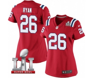 Women's Nike New England Patriots #26 Logan Ryan Elite Red Alternate Super Bowl LI 51 NFL Jersey