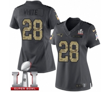 Women's Nike New England Patriots #28 James White Limited Black 2016 Salute to Service Super Bowl LI 51 NFL Jersey