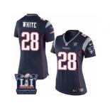 Women's Nike New England Patriots #28 James White Navy Blue Team Color Super Bowl LI Champions NFL Jersey