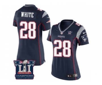 Women's Nike New England Patriots #28 James White Navy Blue Team Color Super Bowl LI Champions NFL Jersey