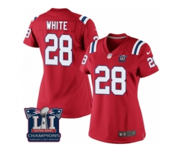 Women's Nike New England Patriots #28 James White Red Alternate Super Bowl LI Champions NFL Jersey